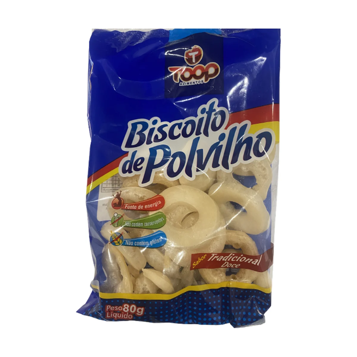 Bisc. Polvilho TOOP Doce 80 gr — produto disponível na BRAVI